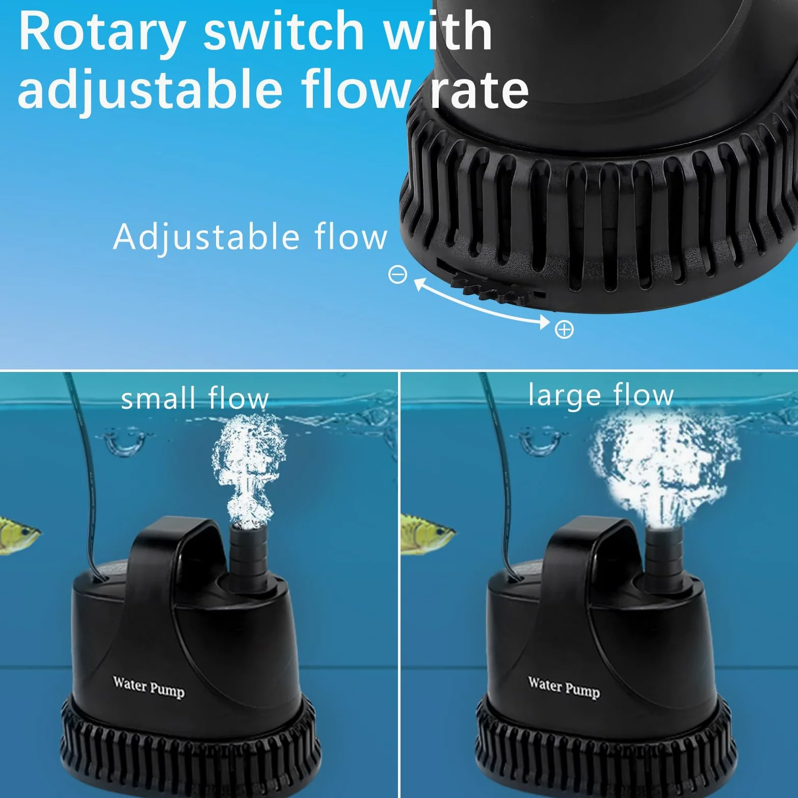 EXLECO Mini Pompa Acqua Submersible 3000L/H 40W, Piccola Acquario Pompa Immersione 230V, Pompa Dell'acqua Sporca Irrigazione Giardini con cavo da 2M, 2 Ugelli, per Fontana Giardino Laghetto