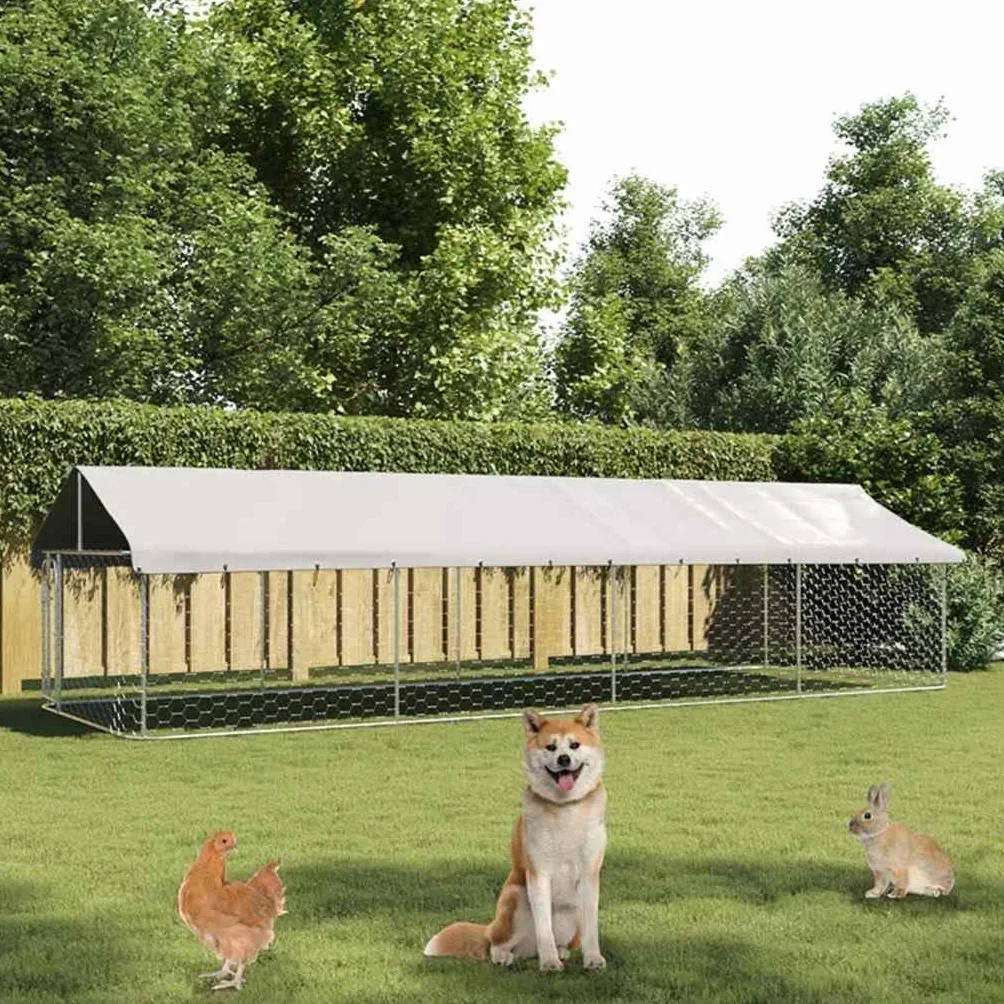 vidaXL Gabbia per Cani da Esterno con Tetto 600x200x150 cm