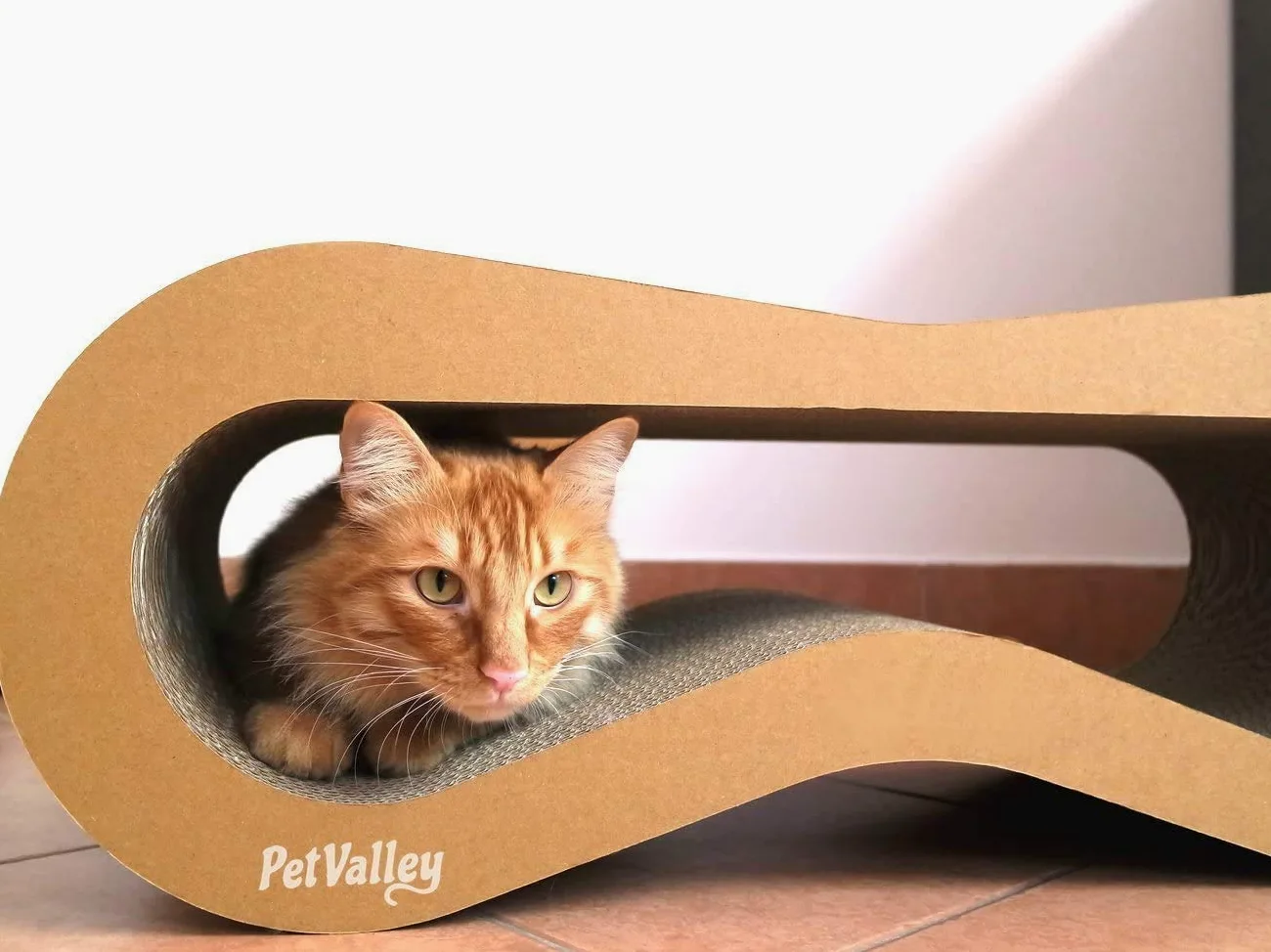 PetValley Tiragraffi per Gatti Kit Cuccia + Grattone Kraft Prodotto di Design in Cartone Ondulato Made in Italy, Ideale Come Cuccia, Palestra e Graffiatoio. 100% Riciclabile