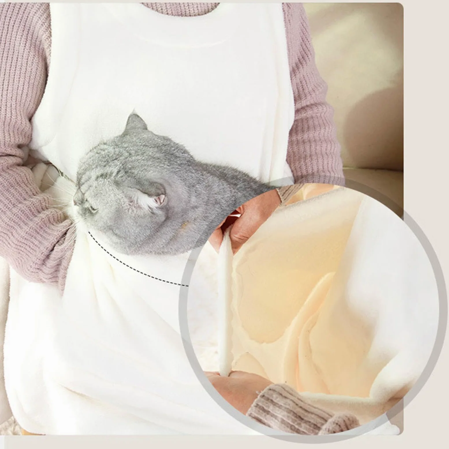 Comodo grembiule da trasporto per gatti | Morbido grembiule in flanella per gatti | Borsa calda per animali domestici con borsa per la casa, i viaggi | Comodo sacco a per gatti per l'uso
