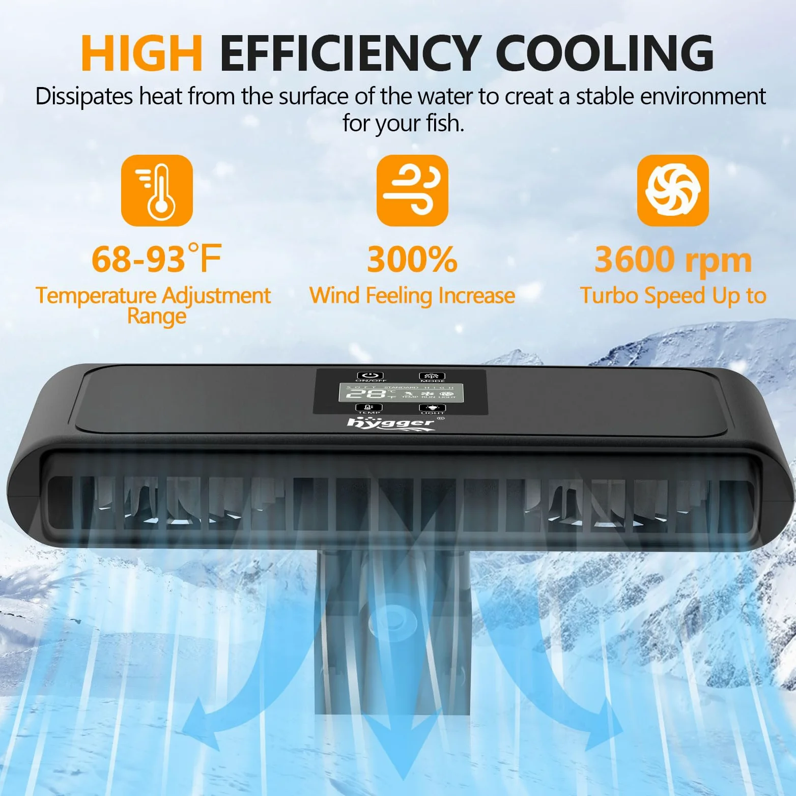 hygger Ventola refrigerante per acquario, controllo automatico della temperatura, ventola di raffreddamento per acquario con temperatura regolabile e 3 velocità del vento, raffreddamento silenzioso