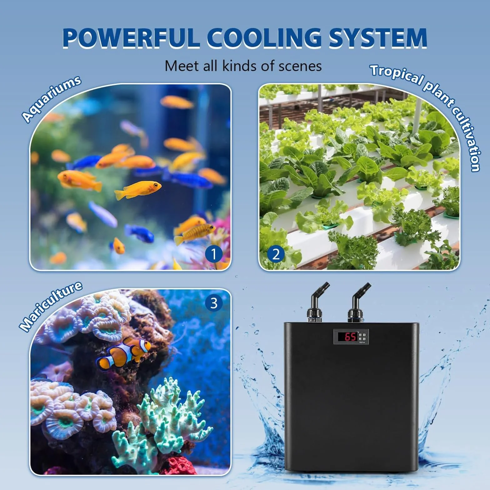 BAOSHISHAN Acquario refrigeratore d'acqua refrigeratore 300l refrigeratore bonus pompa kit serbatoio di pesce refrigeratore per acqua dolce/salata erbacce meduse corallo