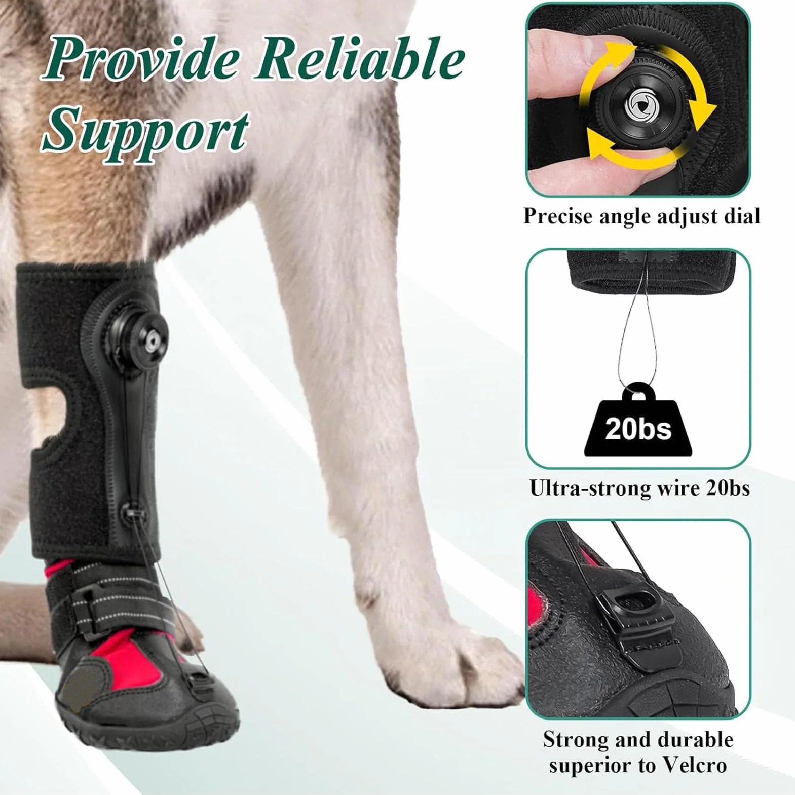 Fockety Tutore per Piede Cadente, Protezione per il Piede dello Stivale per Cani con Fondo Traspirante e Antiscivolo, Scarpe Correttive per Cani per Sollevare in Sicurezza le Dita dei (XL)