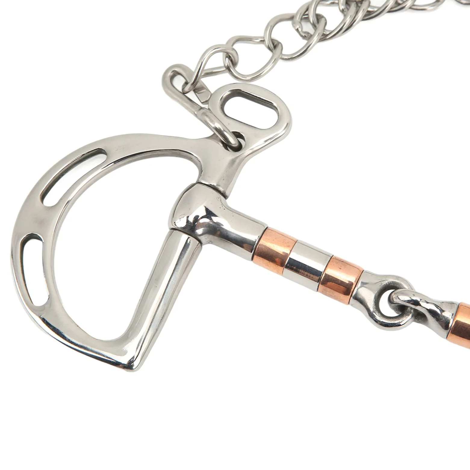Filetto ad Anello a D per Cavallo, Morso per Cavallo in Acciaio Inossidabile con Catena in Rame, Filetto a Bocca di Cavallo da 125 mm, Design Resistente e Confortevole per Un