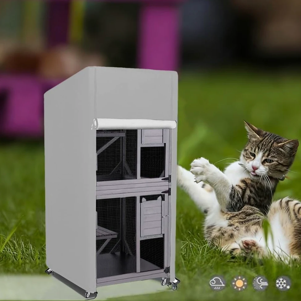 Outdoor - Casetta per gatti con porta avvolgibile antivento (160 x 84 x 181 | Materiale resistente ai raggi UV, previene crepe, protegge dallo sporco, prolunga la durata