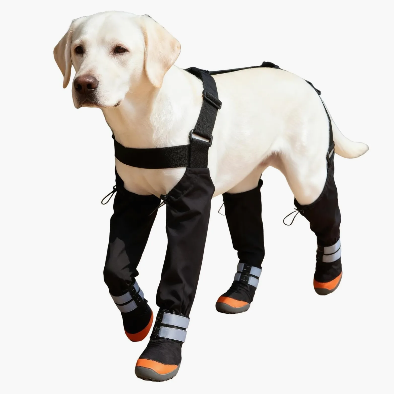 Stivaletti Regolabili per Cani Impermeabile Antiscivolo Protettivo | Bretelle Regolabili per Cani Piccoli con Striscia Riflettente Per Zampe Cucciolo Clima Freddo Neve Inverno