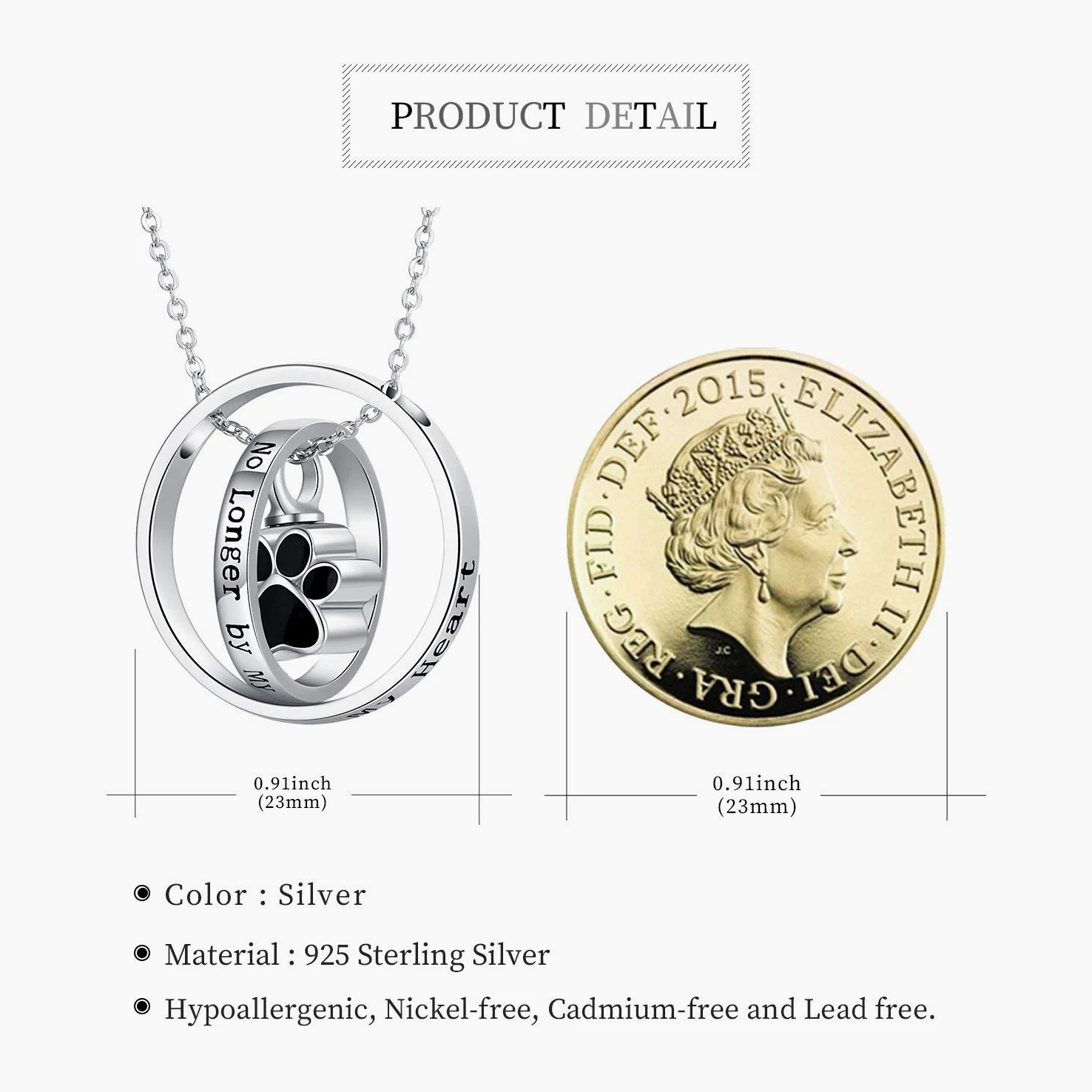 Collana con urna per ceneri in argento Sterling 925, con stampa di margherita/zampa di cane, ciondolo commemorativo per cremazione, gioiello per donne e amiche
