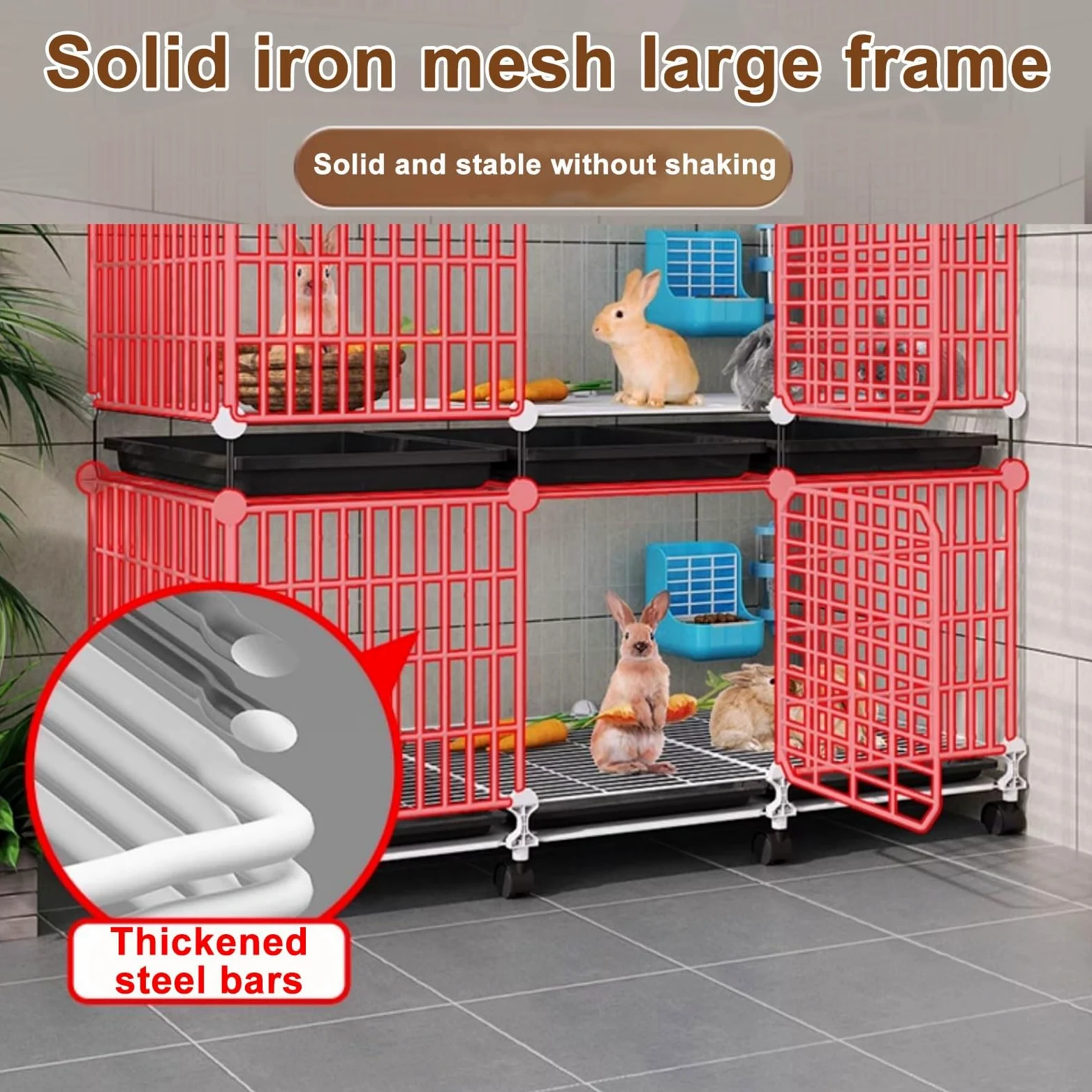 Grande gabbia per gatti da interno staccabile, Recinto for animali domestici, gabbie for piccoli animali, gabbia for conigli e porcellini d'India, appartamento in filo metallico, villa premium for ani