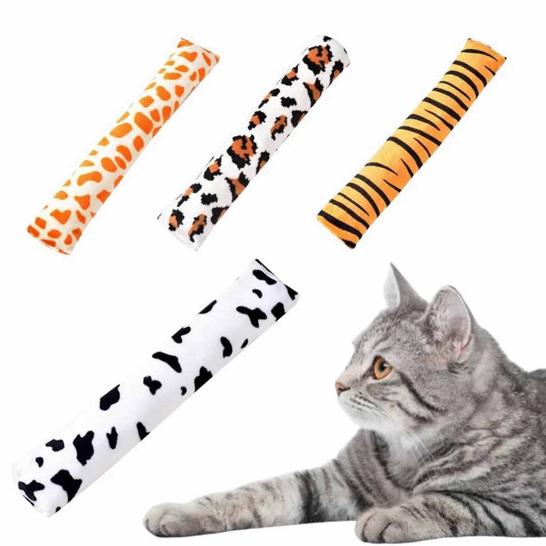 4 Pezzi Peluche per Gatti, Giocattolo Catnip per Gatti, Cuscino in Valeriana, Giocattolo della Peluche di Menta del Gatto, Giocattoli Interattivi per Gatti con Erba Gatta（24 * 5 * 3 cm）
