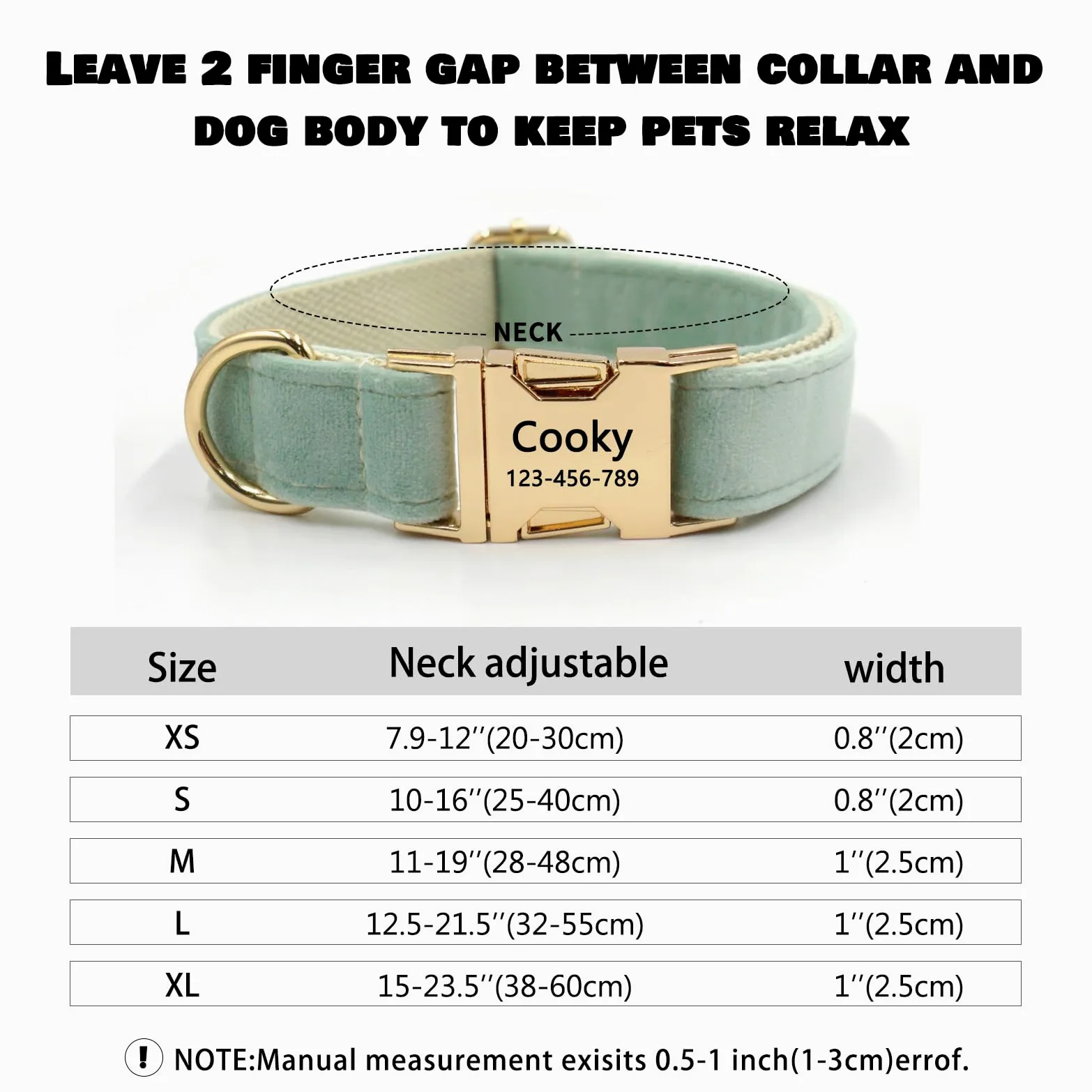 Collare per cani in velluto, personalizzato con nome, collare per cani personalizzabile con fibbia in metallo a sgancio rapido, guinzaglio e papillon disponibili (acqua di rosa, S)