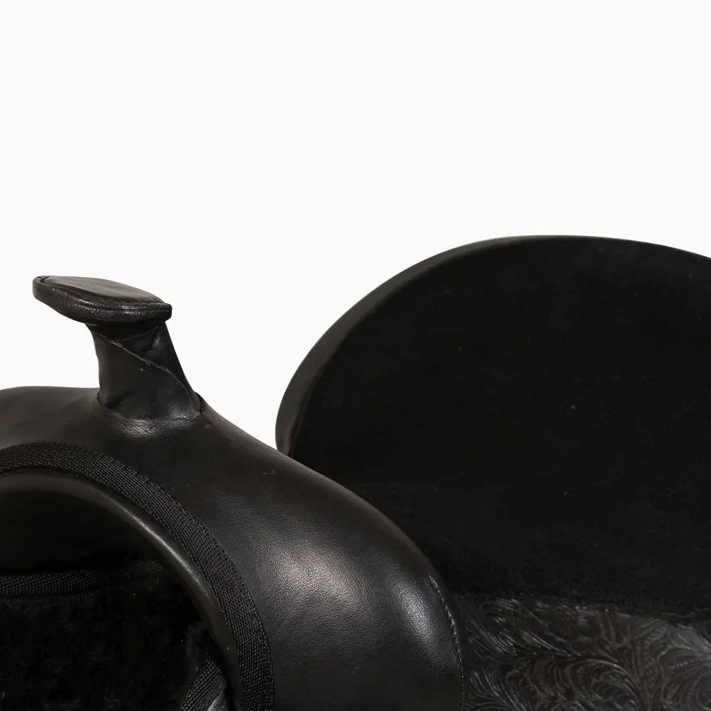 SKM Sella Western Testiera e Pettorale in Vera Pelle 17" Nero