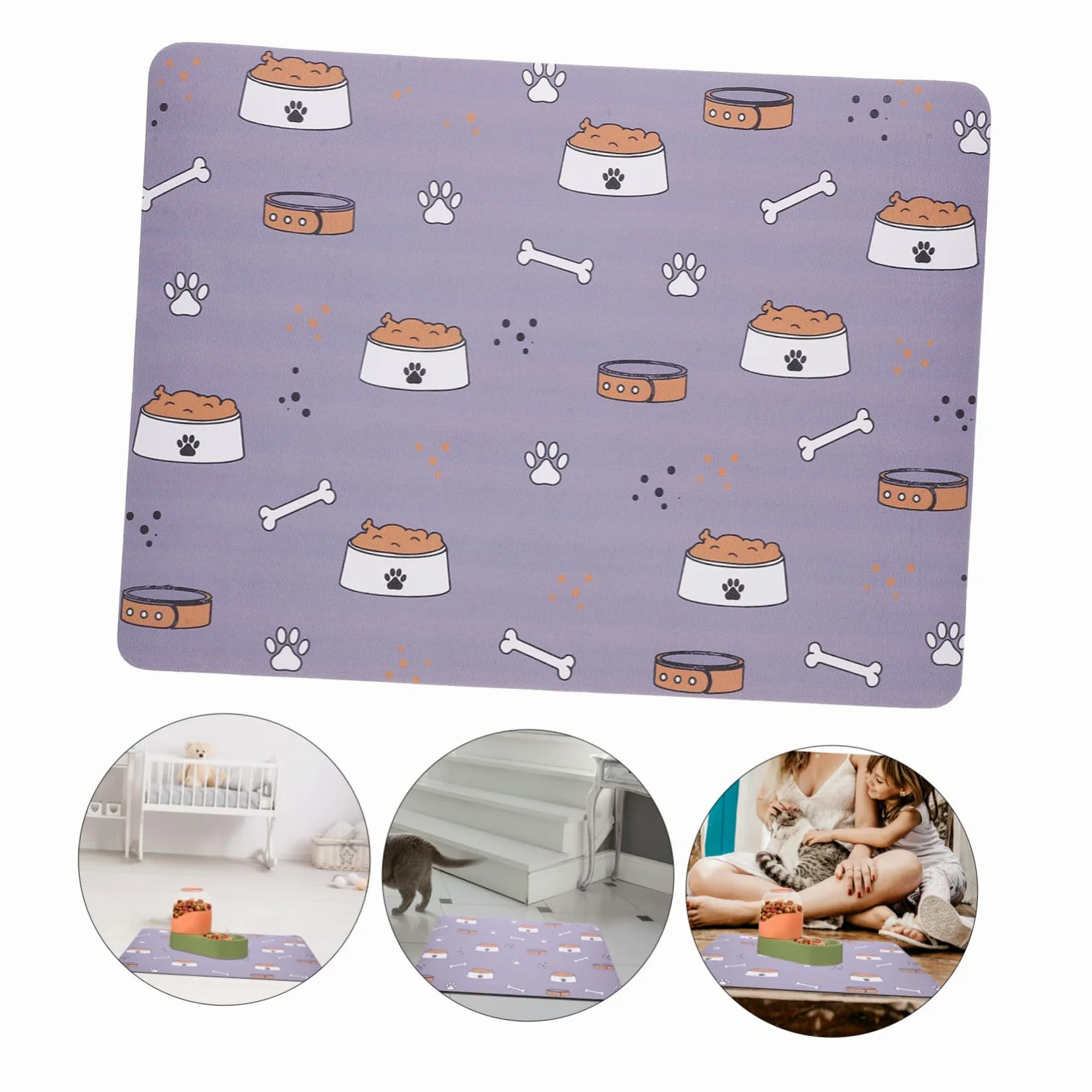 Sosoport 4pezzi Tappetino Antiscivolo Per Ciotole Di Cibo Per Animali Domestici Design Facile Da Pulire Materiale Sicuro e Leggero Per Uso Versatile Casa