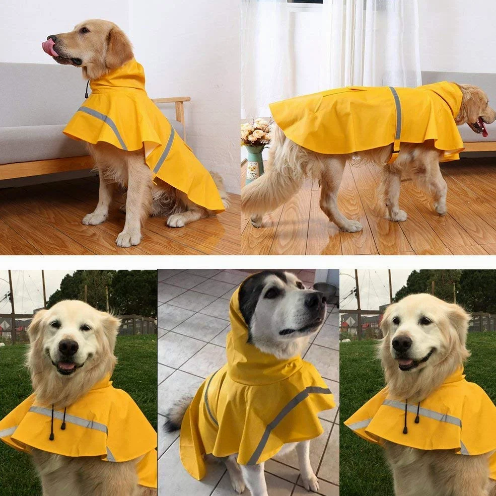 Impermeabile per cani, cappotto per cani da compagnia impermeabile regolabile, impermeabile di sicurezza antivento, impermeabile traspirante per cani di piccola, media e grande taglia (Yellow S)