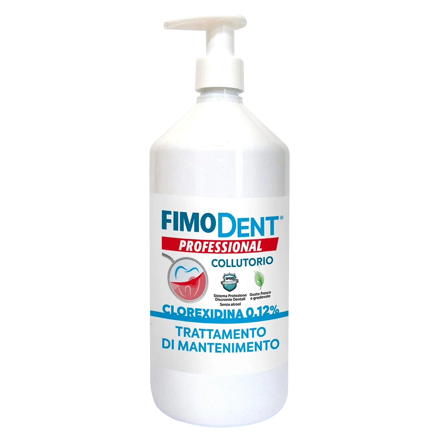 Fimodent Collutorio - Clorexidina 0.20% con SPDD e gradevole gusto menta - 1000mL con dispenser. & Collutorio - Clorexidina 0.12% con SPDD e gradevole gusto menta - 1000mL con dispenser.