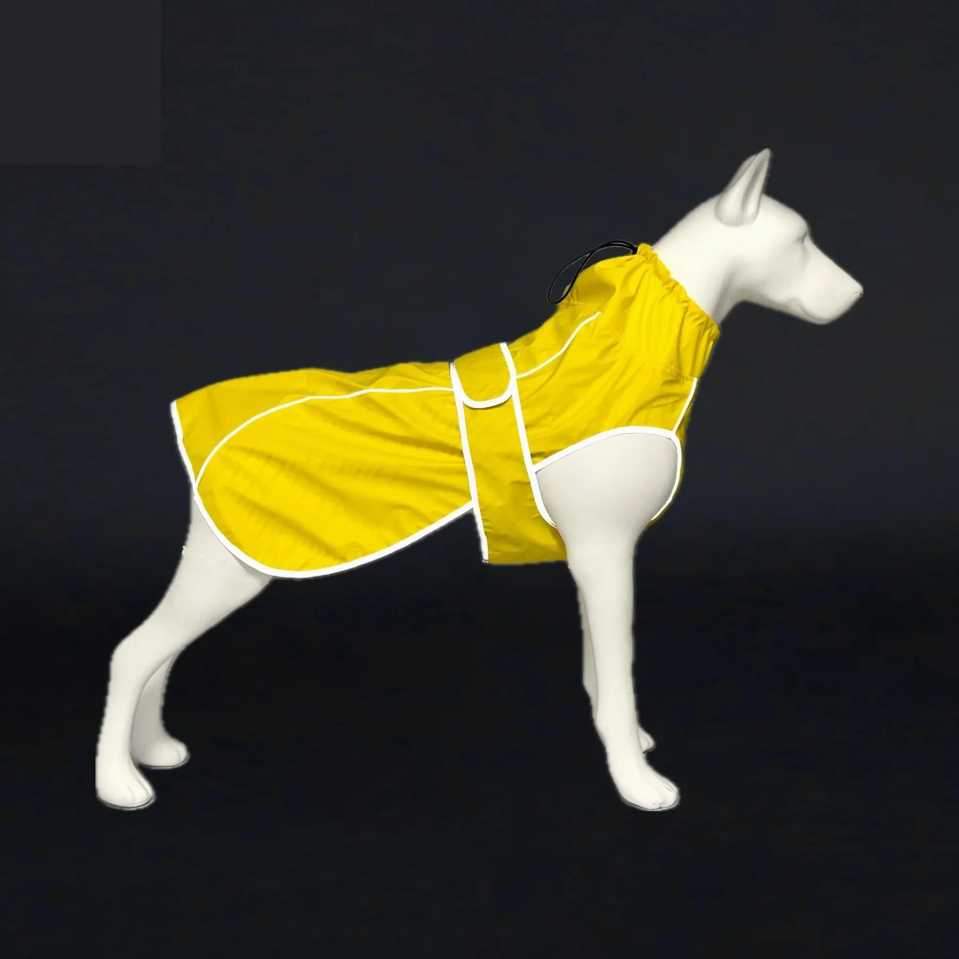 Impermeabile for cani impermeabile con strisce riflettenti e cappuccio regolabile - rosso, giallo, blu navy(YELLOW,3XL)