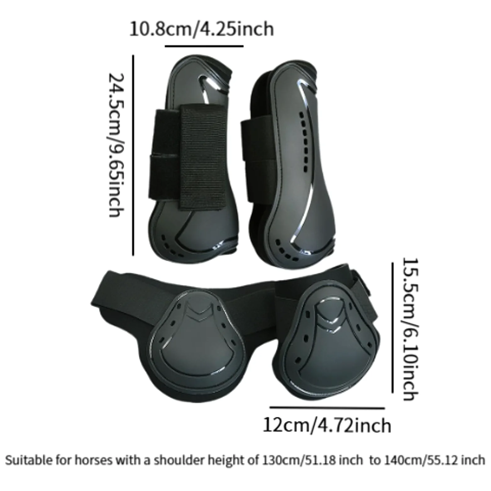 Colcolo 4 Pezzi paratendini per Cavalli avvolge PU Shell Neoprene parastinchi per Cavalli per Zampe Anteriori e Posteriori Protezione Ingranaggi per, M