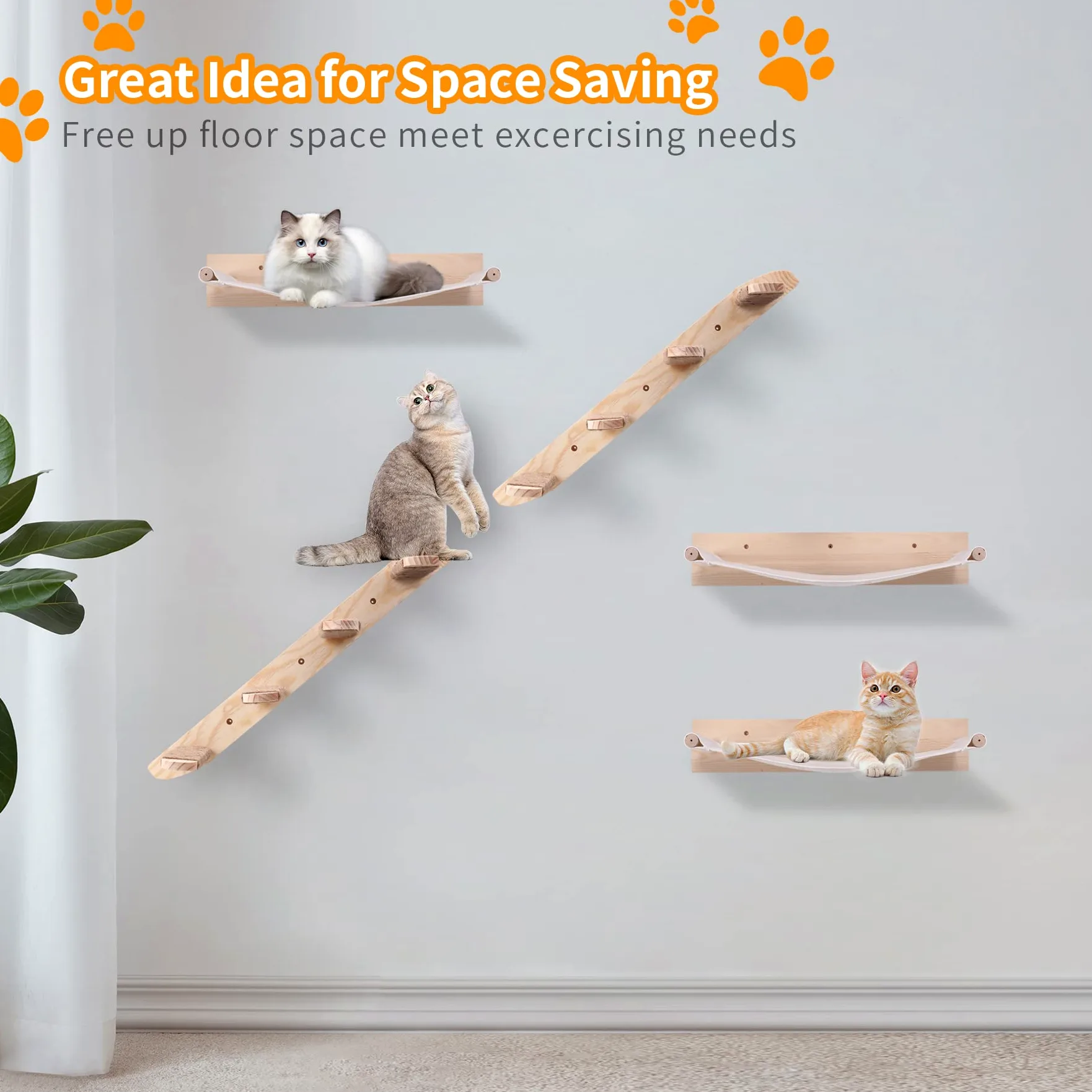 Parete di Arrampicata e Amaca per Gatti - Set 3 Pezzi per la Maggior Parte dei Gattini